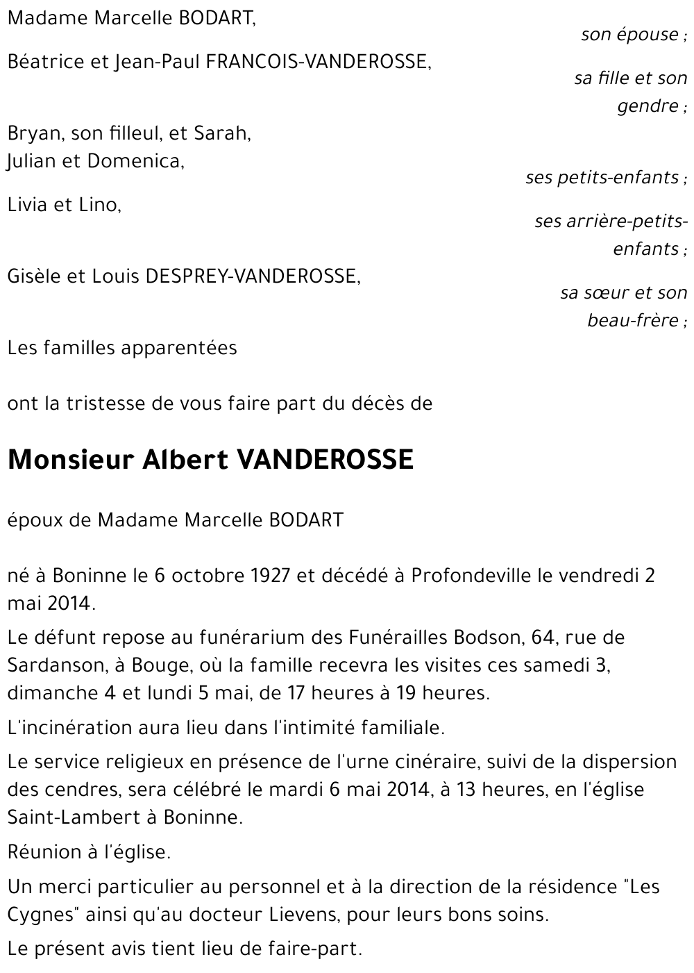 Albert VANDEROSSE