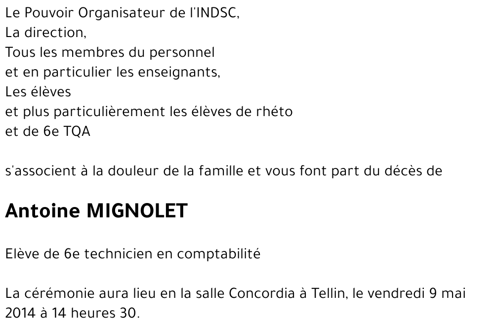 Antoine MIGNOLET