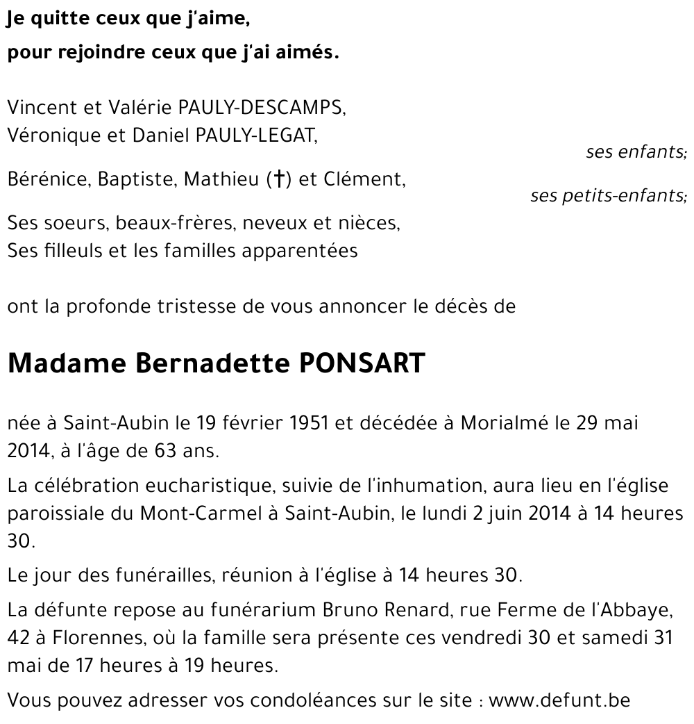 BERNADETTE PONSART