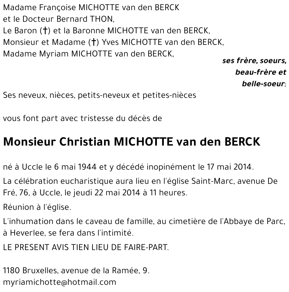 Christian MICHOTTE van den BERCK