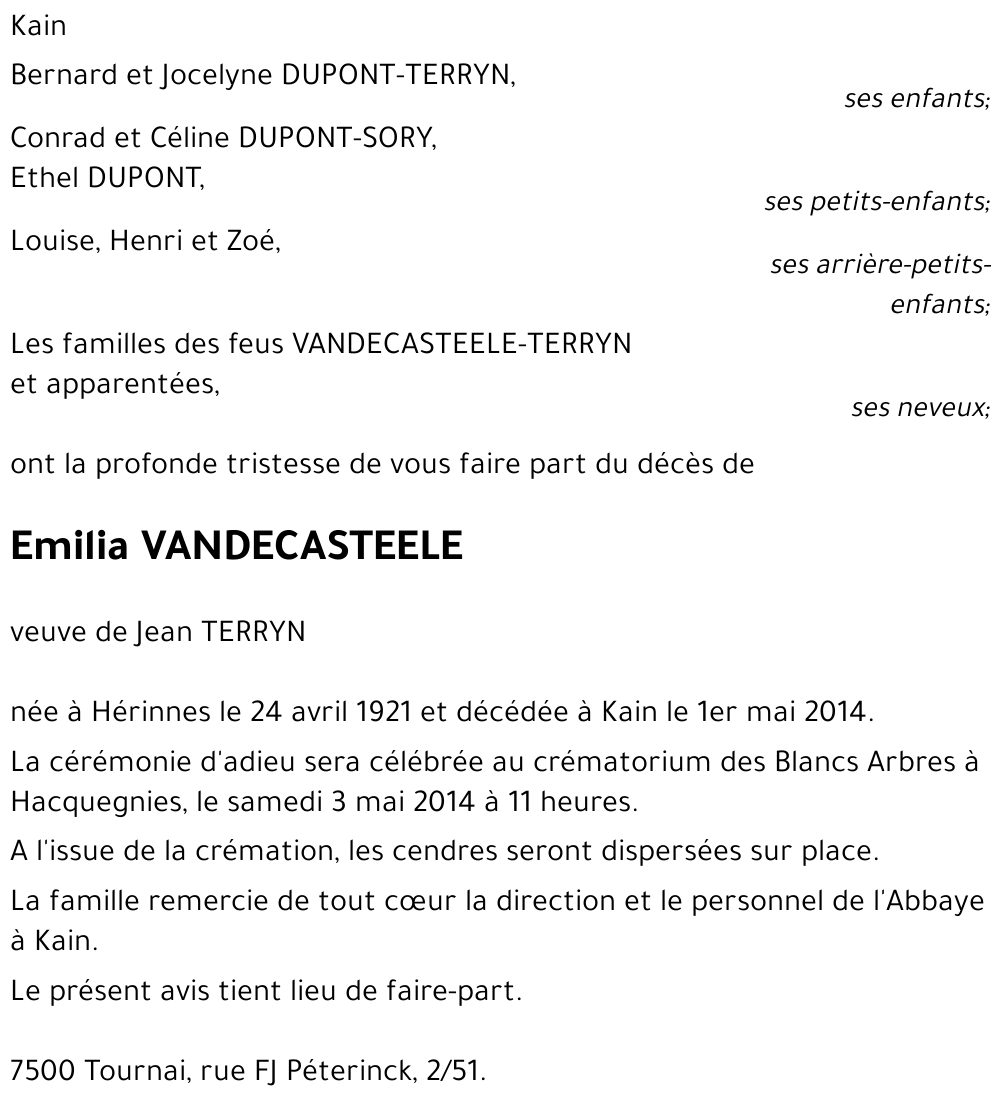 Emilia VANDECASTEELE