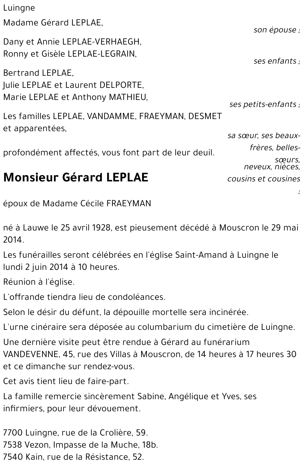 Gérard LEPLAE