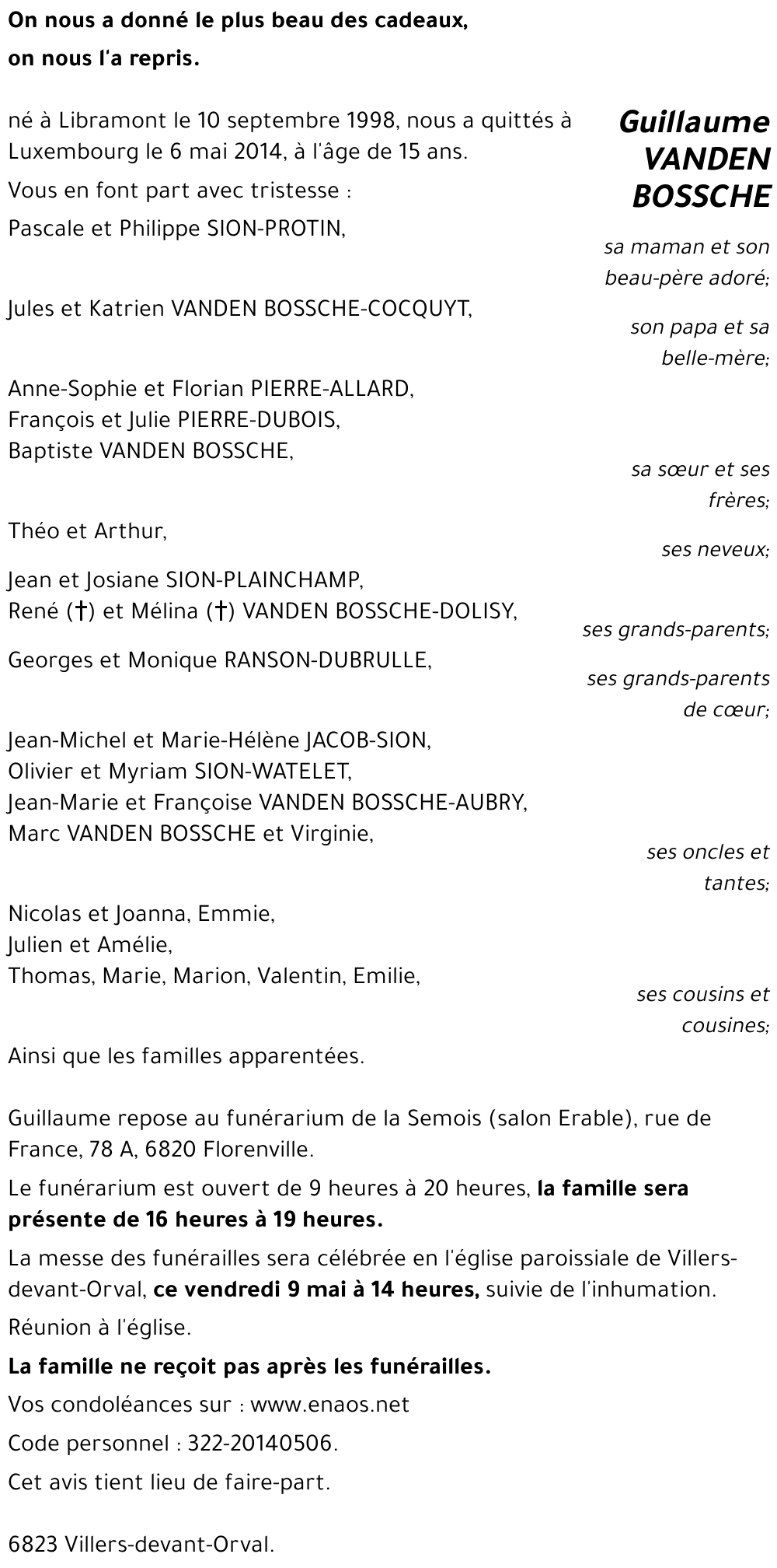 Guillaume VANDEN BOSSCHE