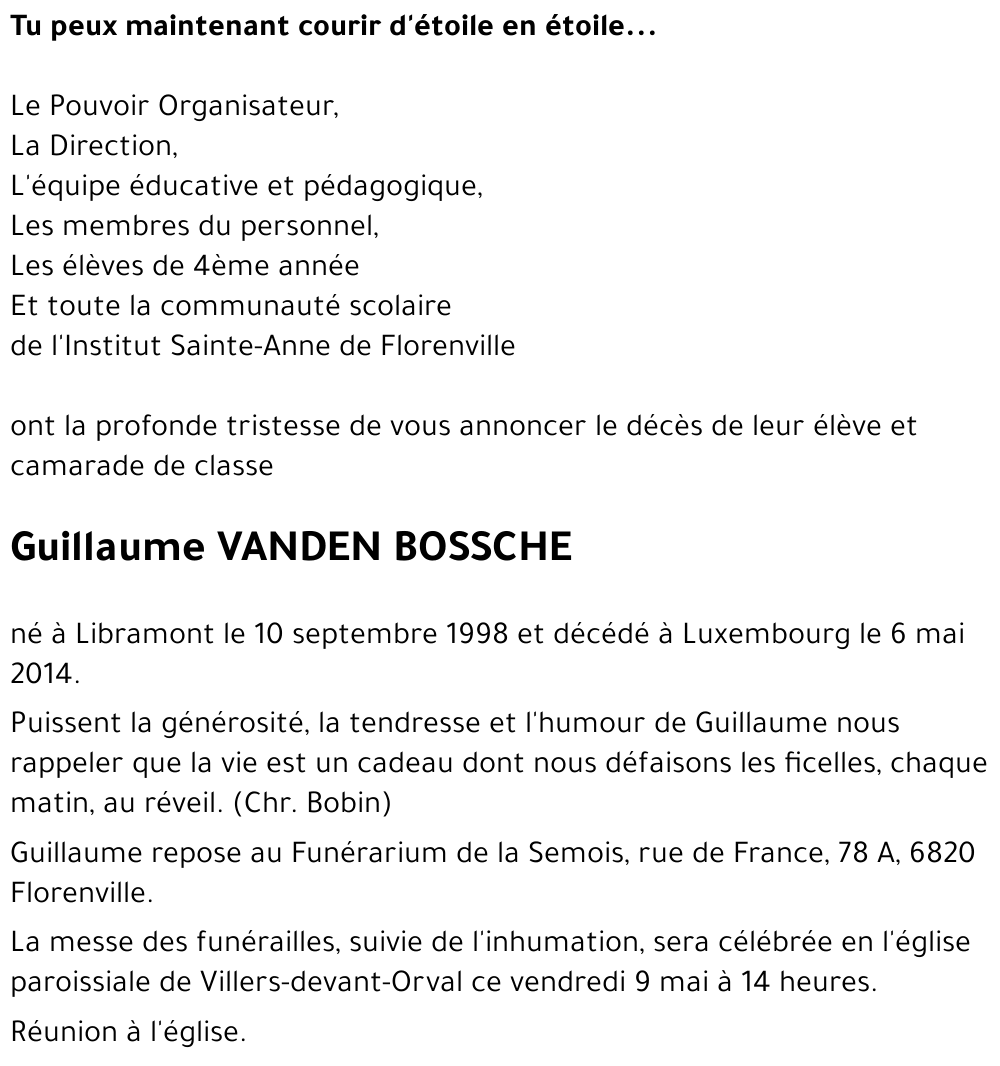Guillaume VANDEN BOSSCHE
