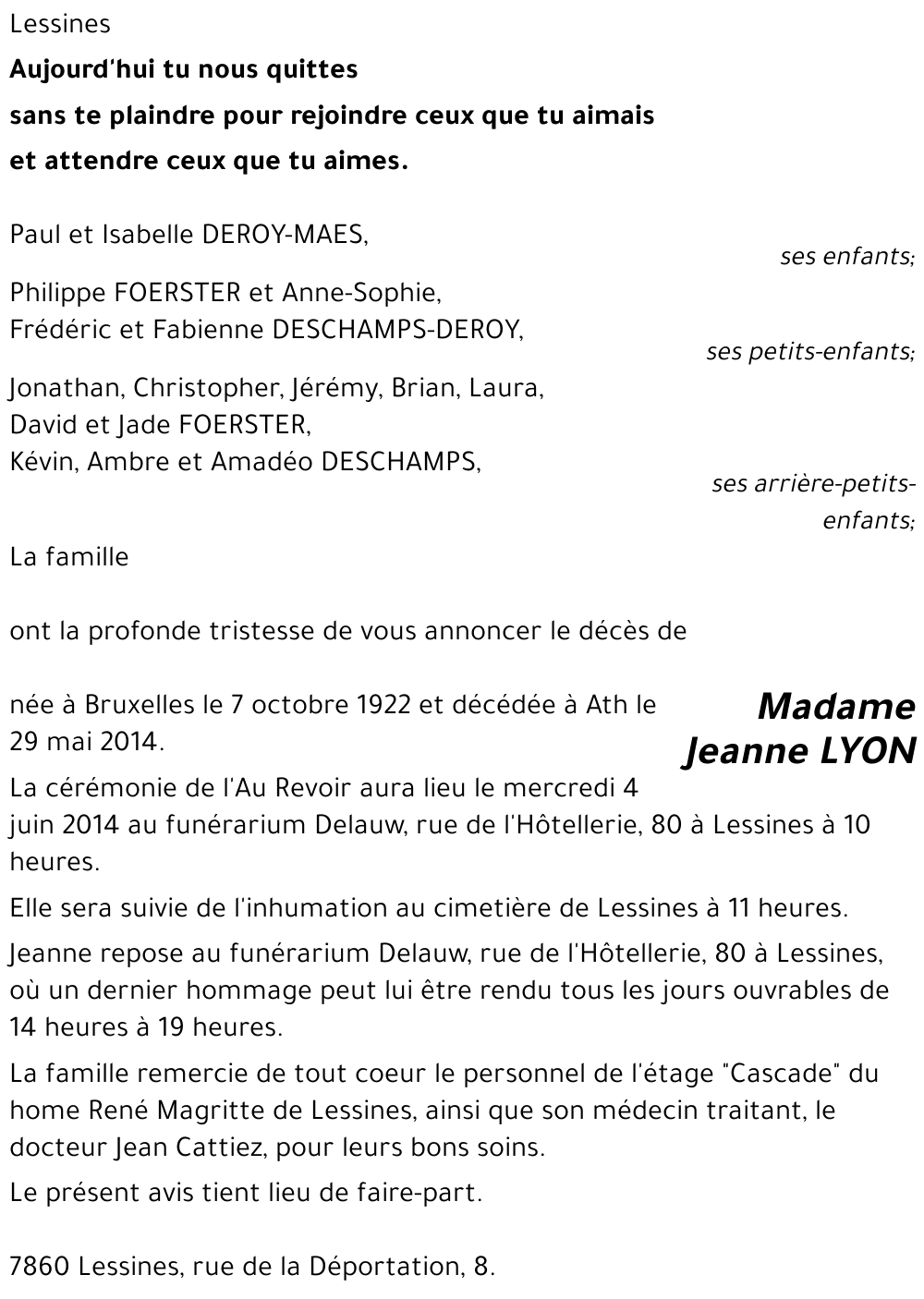 Jeanne LYON