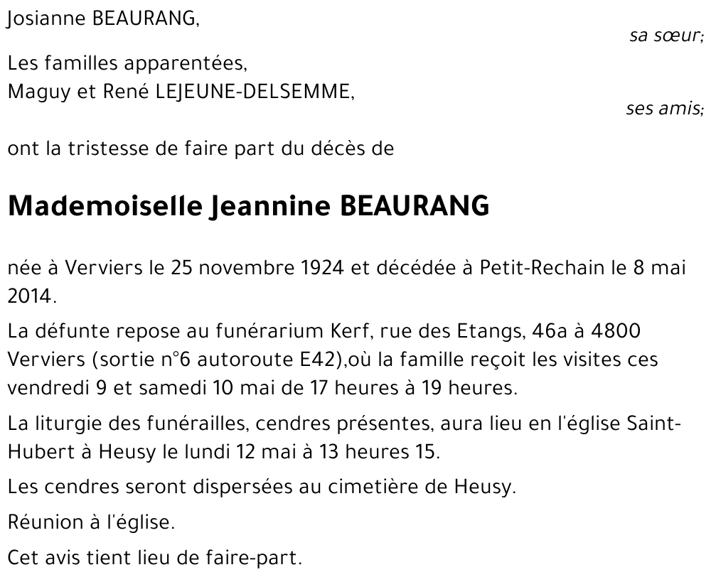 Jeannine BEAURANG