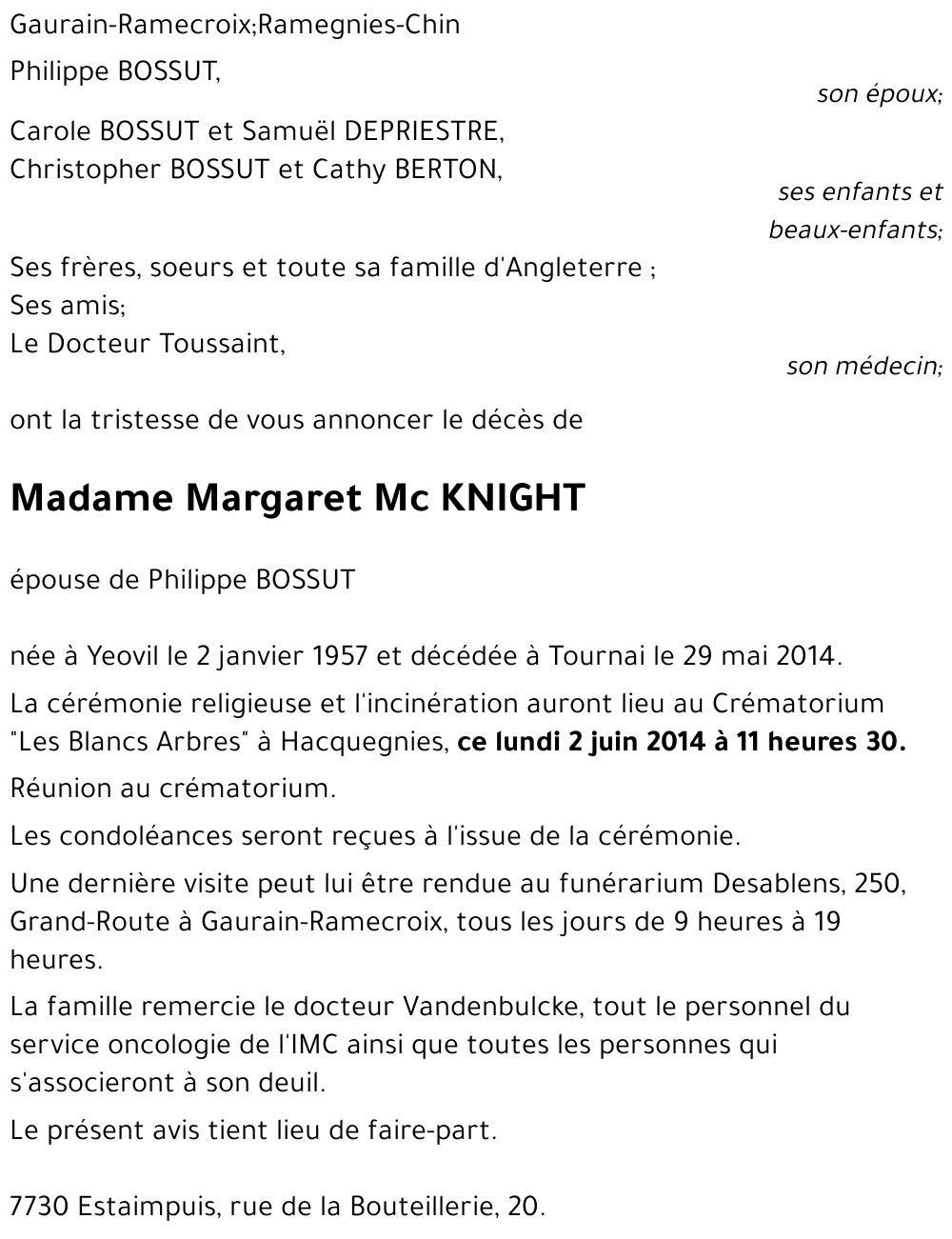 Margaret MC KNIGHT