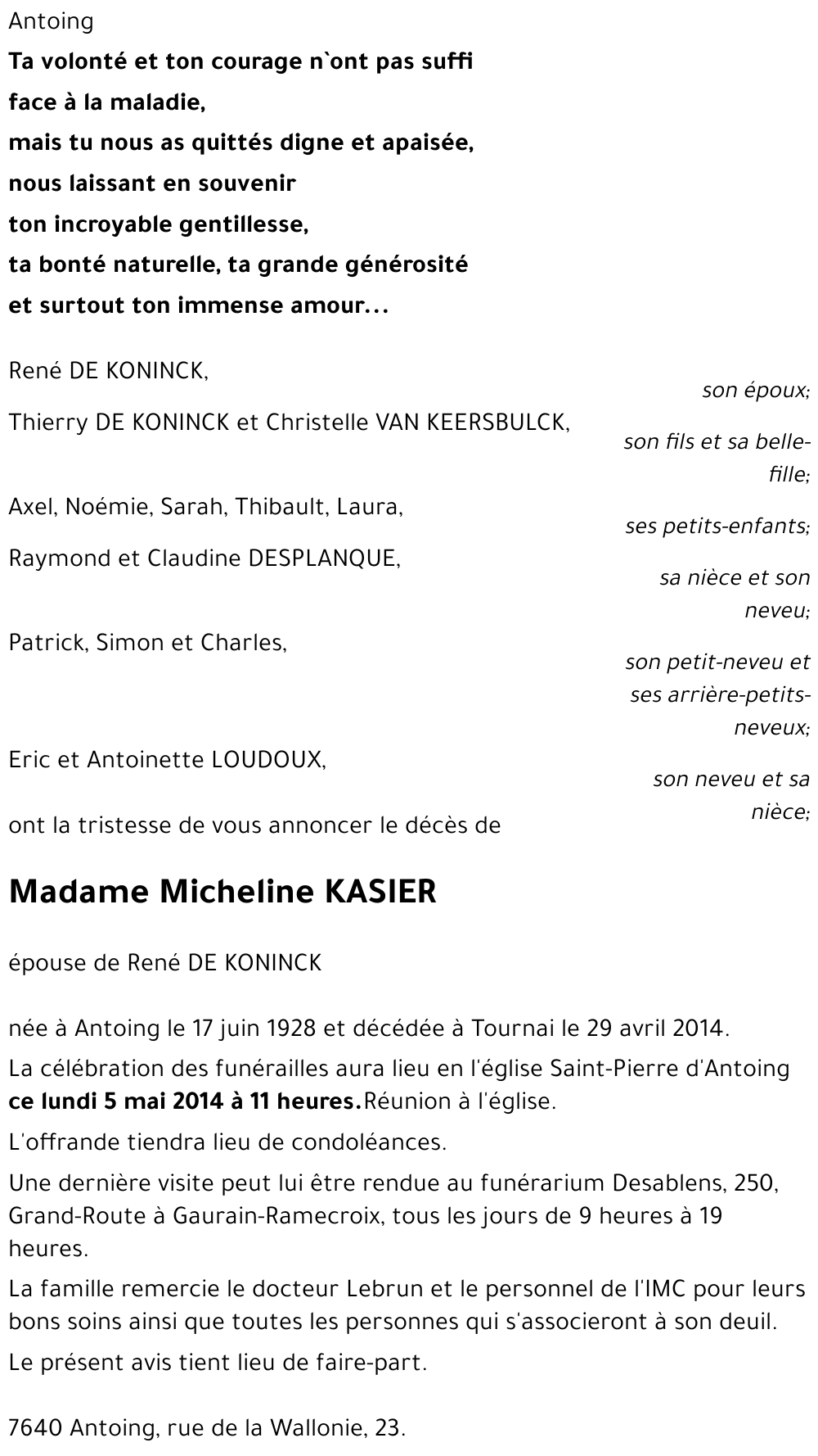 Micheline KASIER