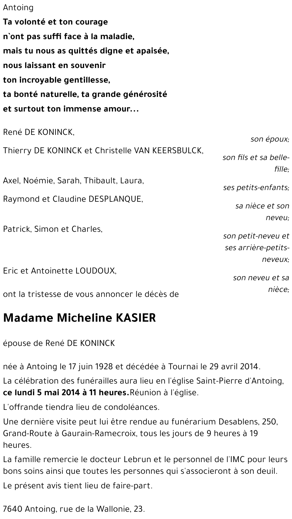 Micheline KASIER