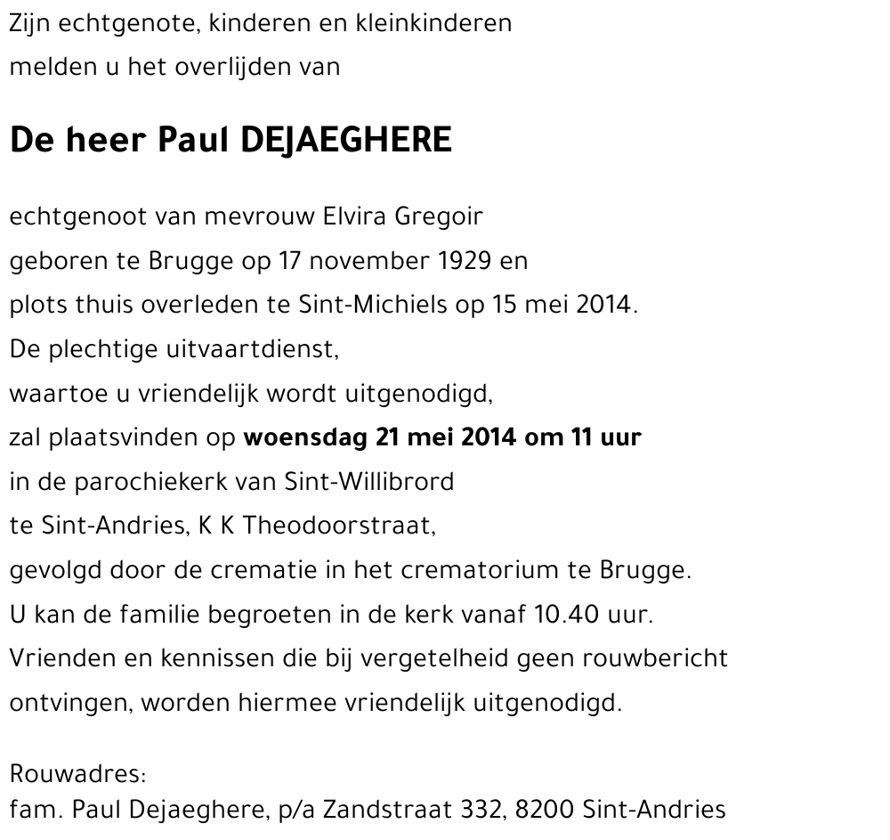 Paul DEJAEGHERE