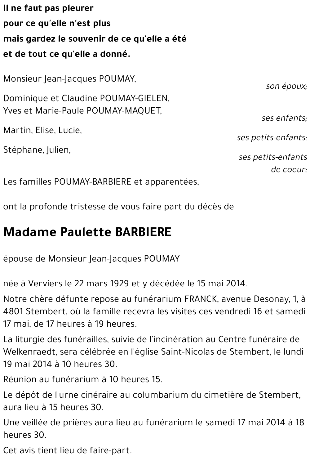 Paulette BARBIERE