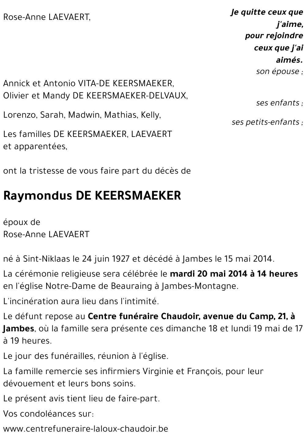 Raymondus DE KEERSMAEKER