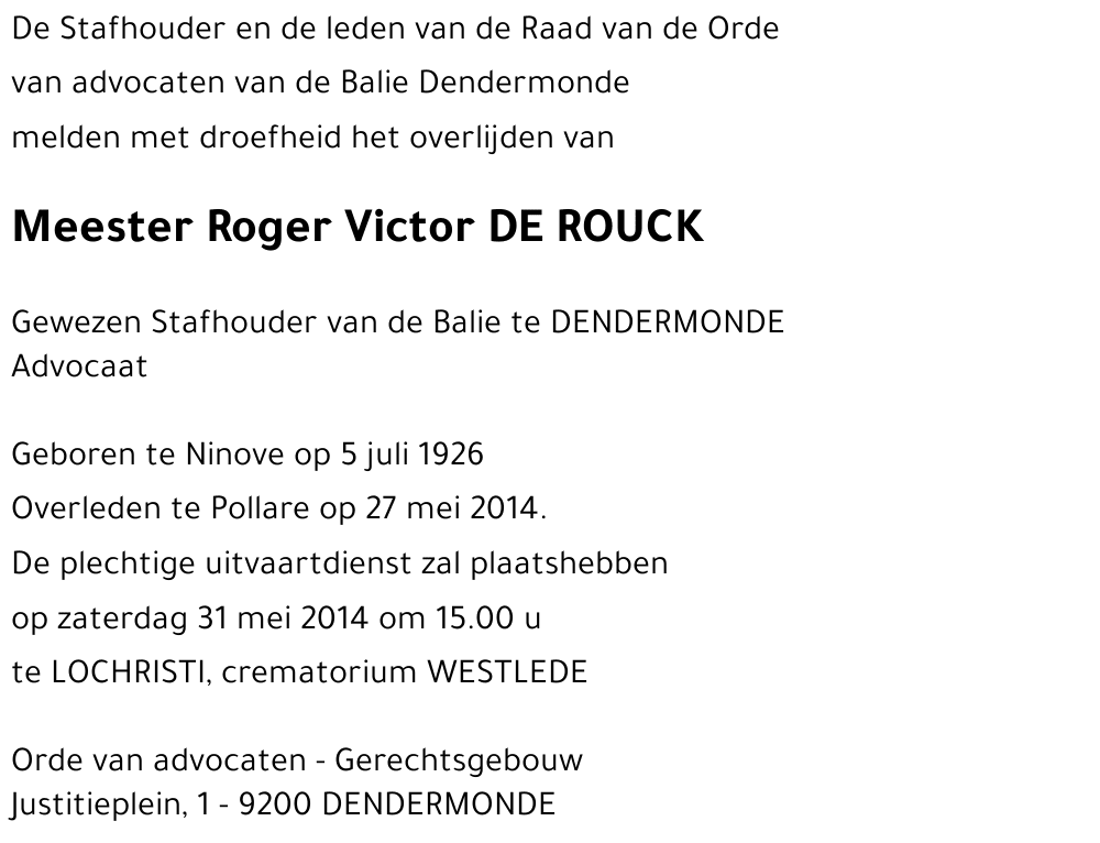 Roger Victor DE ROUCK
