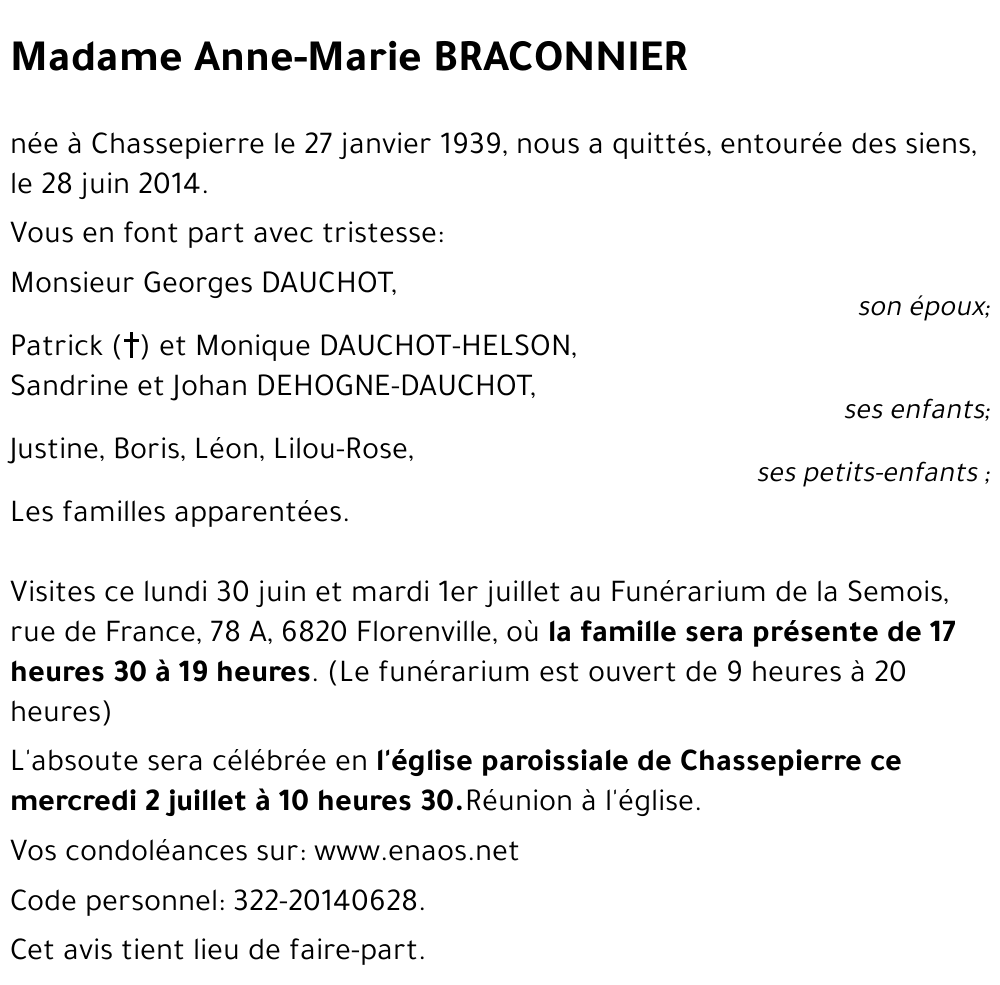 Anne-Marie BRACONNIER