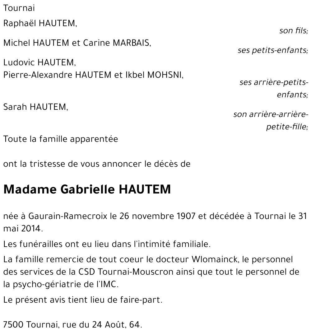 Gabrielle HAUTEM