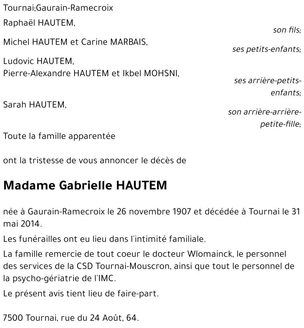 Gabrielle HAUTEM
