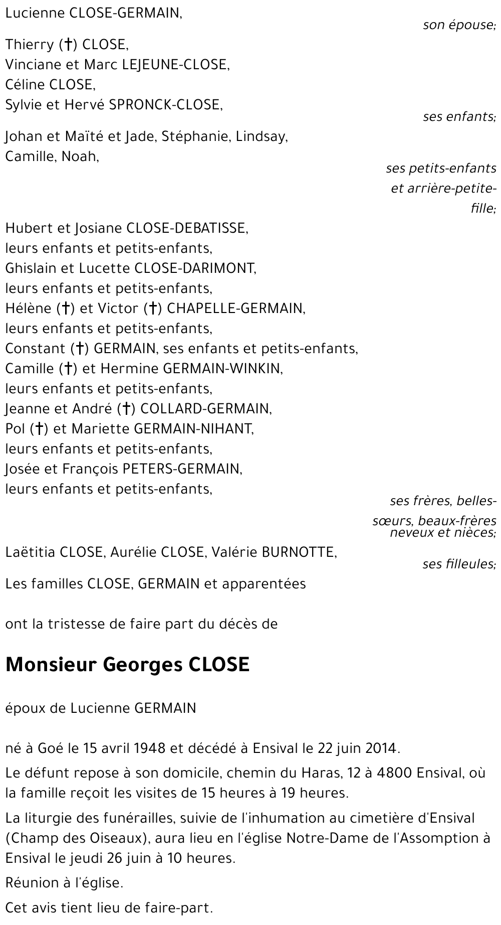 Georges CLOSE