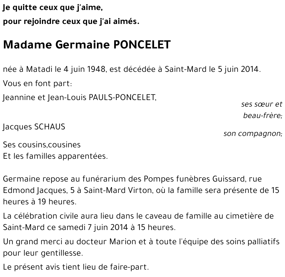 Germaine PONCELET