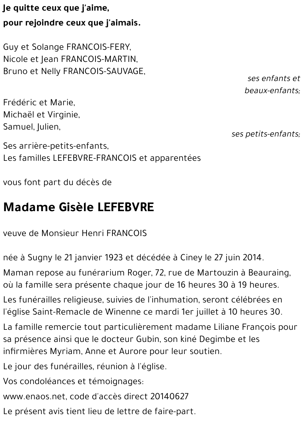 Gisèle LEFEBVRE