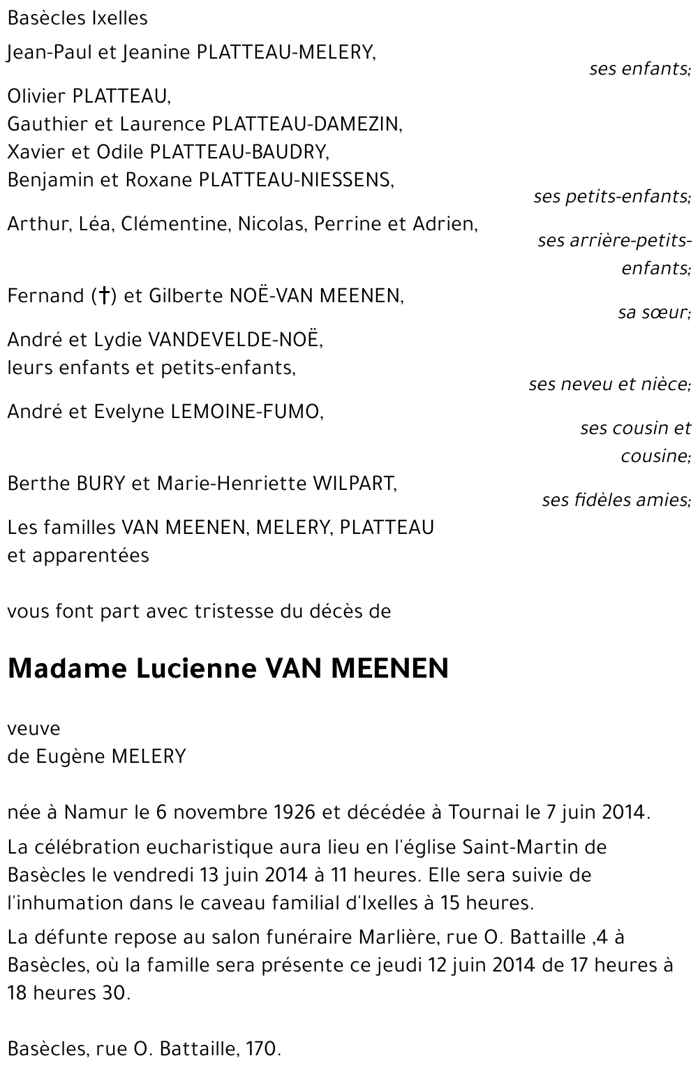 Lucienne VAN MEENEN