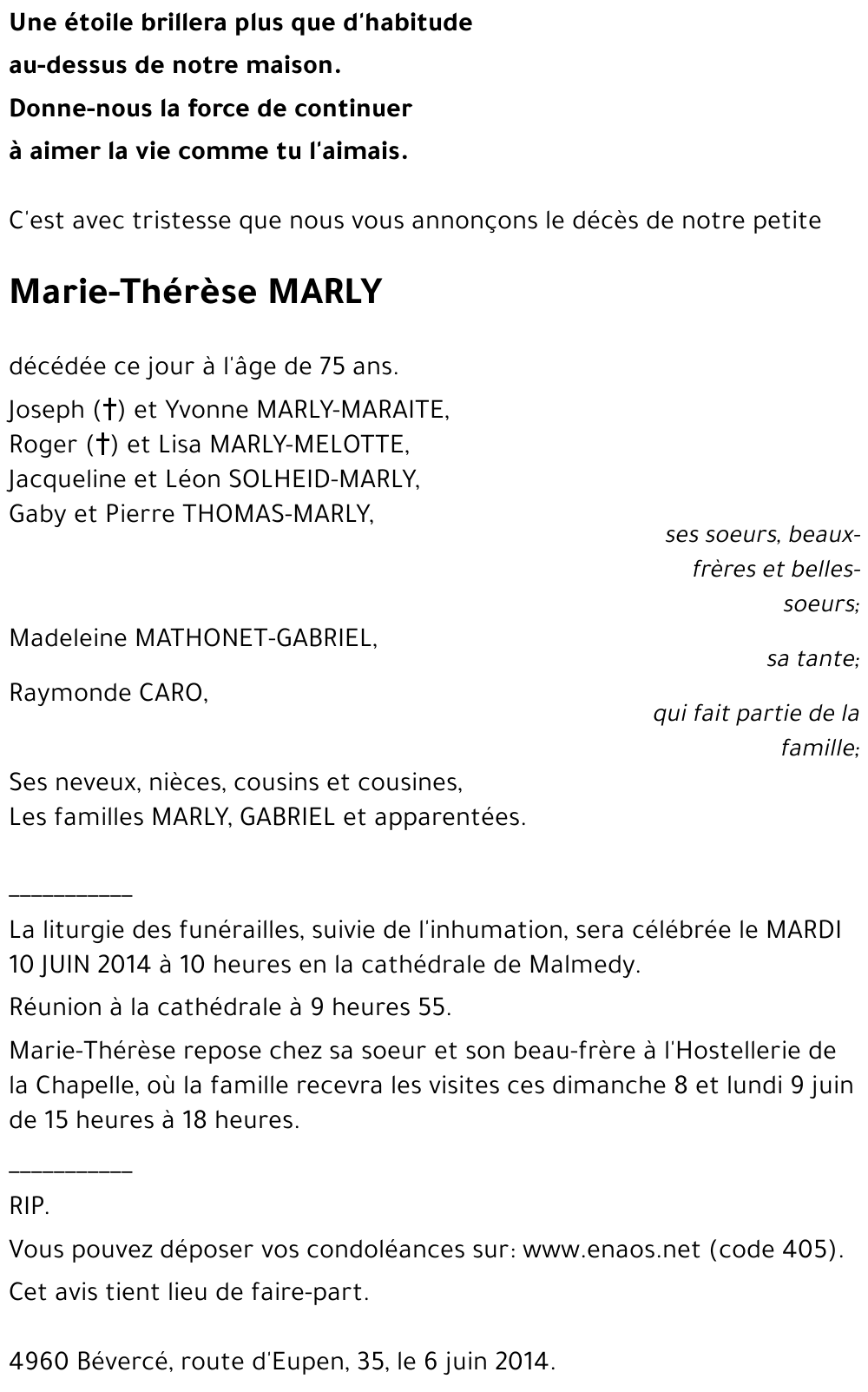 Marie-Thérèse MARLY
