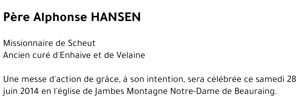 Père Alphonse HANSEN