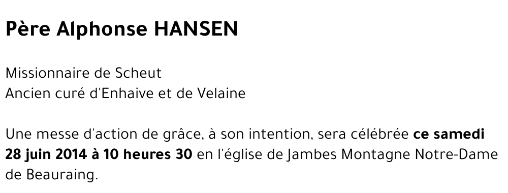 Père Alphonse HANSEN