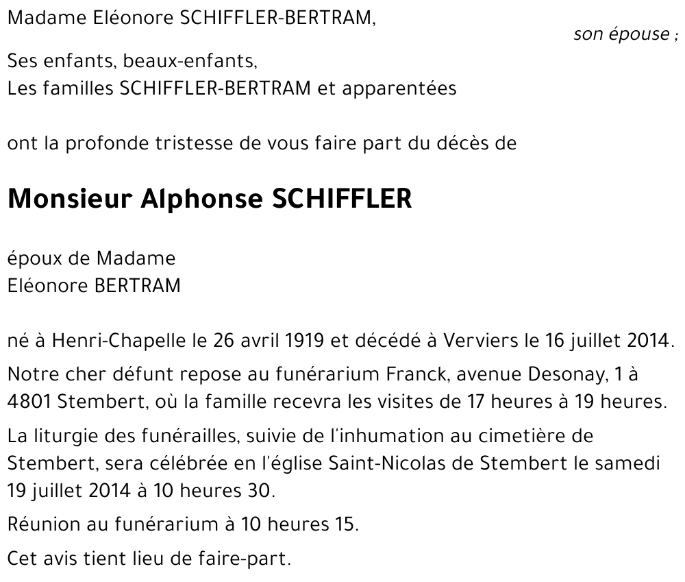 Alphonse SCHIFFLER