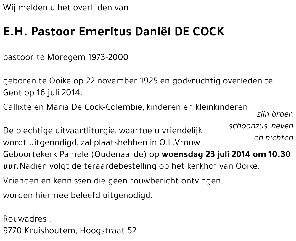 Daniël DE COCK