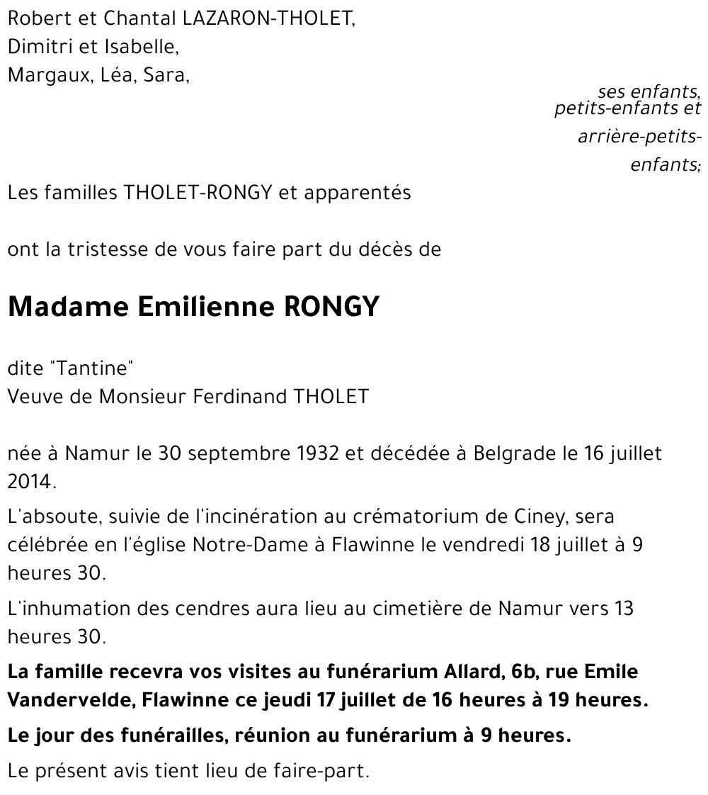 Emilienne RONGY