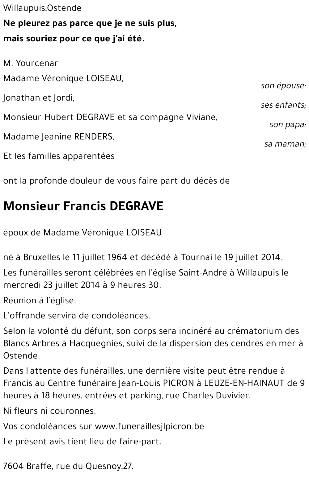 Francis DEGRAVE