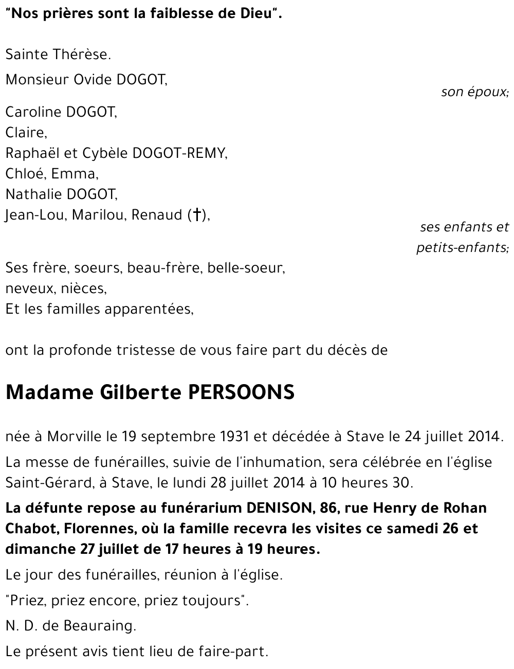 Gilberte PERSOONS