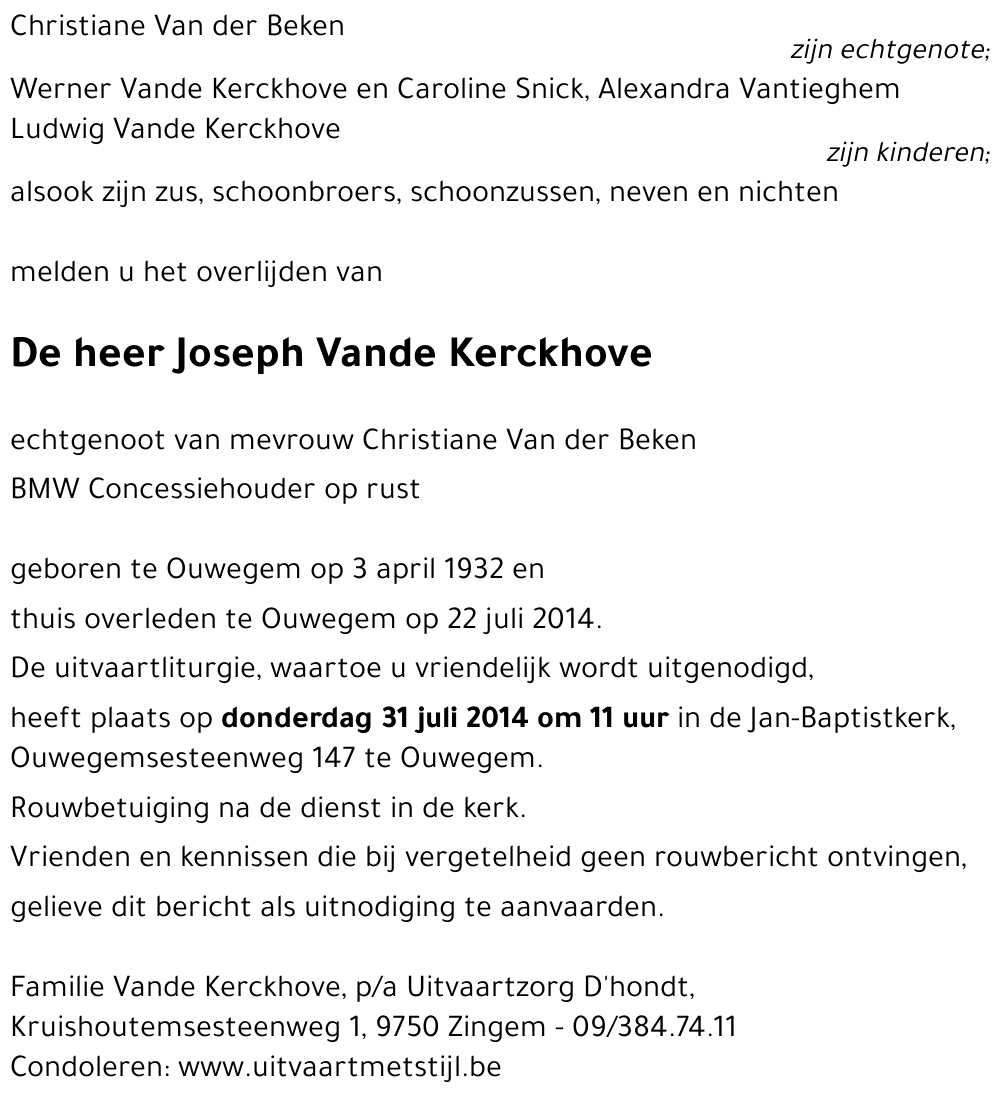 Joseph Vande Kerckhove