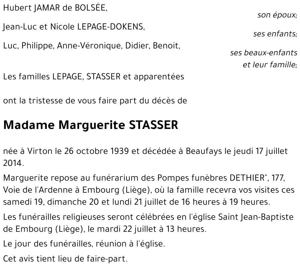 Marguerite STASSER