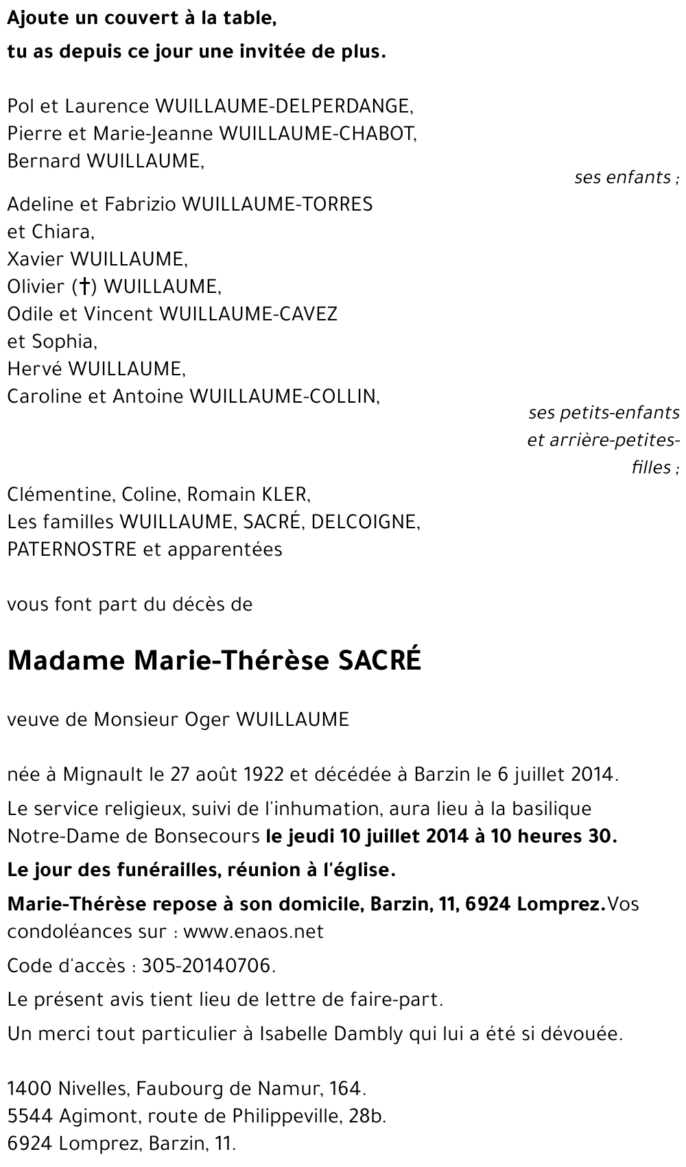 Marie-Thérèse SACRÉ