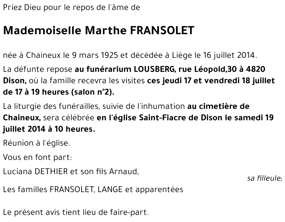 Marthe FRANSOLET