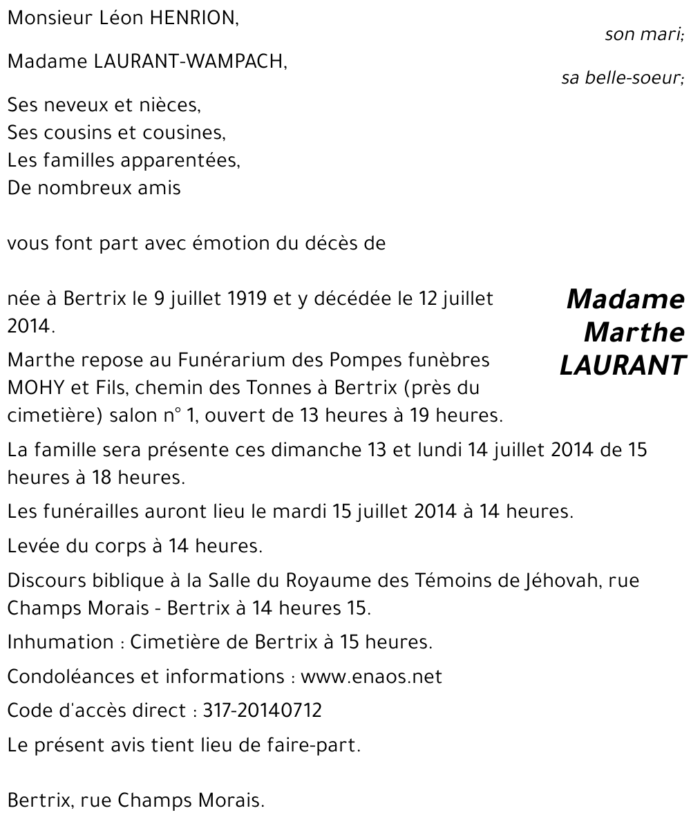 Marthe LAURANT