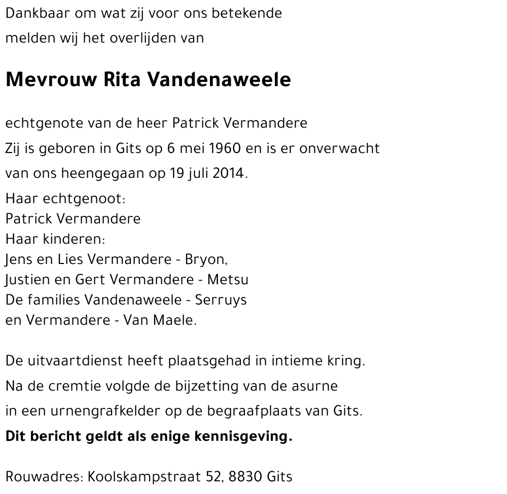 Rita Vandenaweele