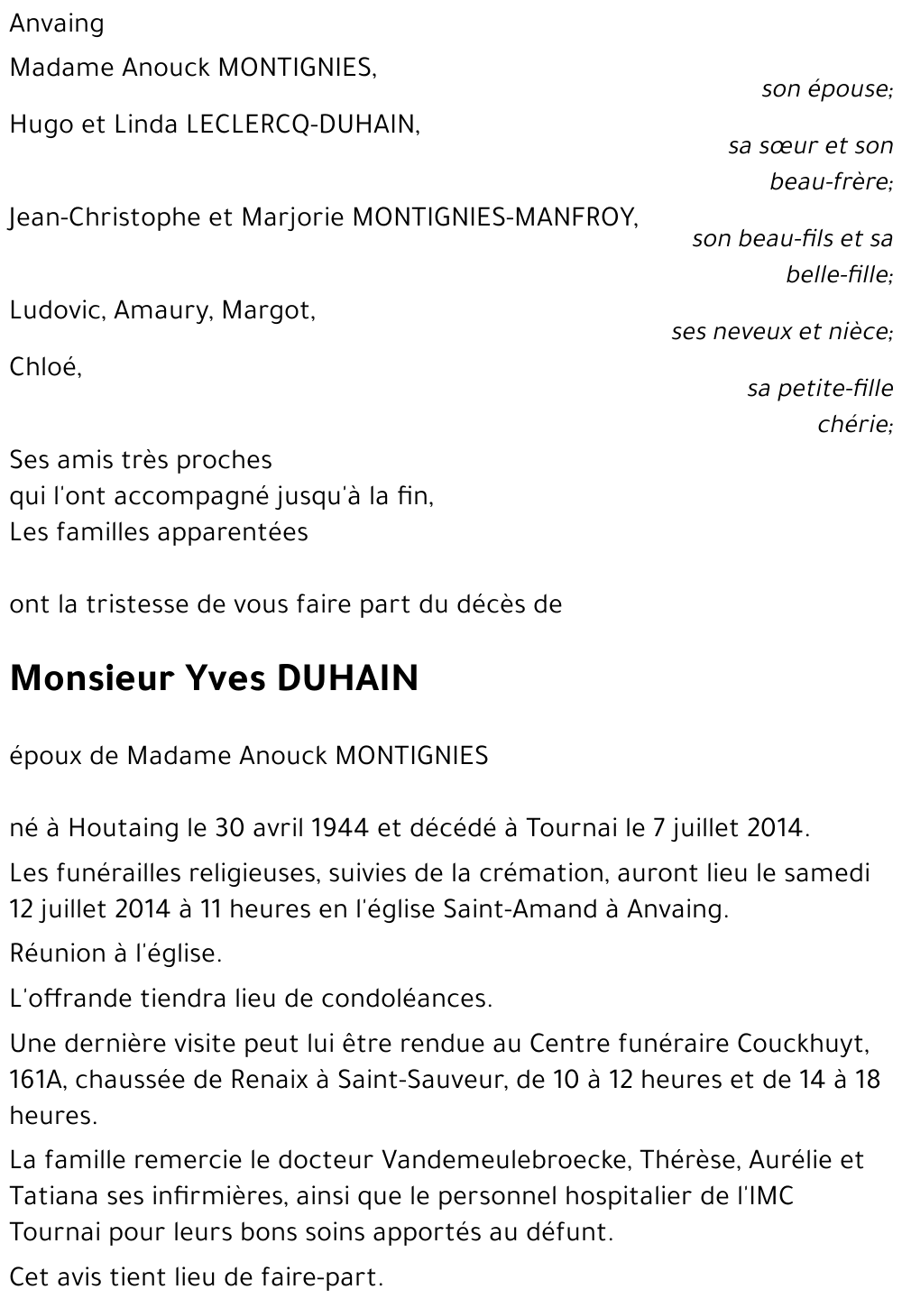 Yves DUHAIN