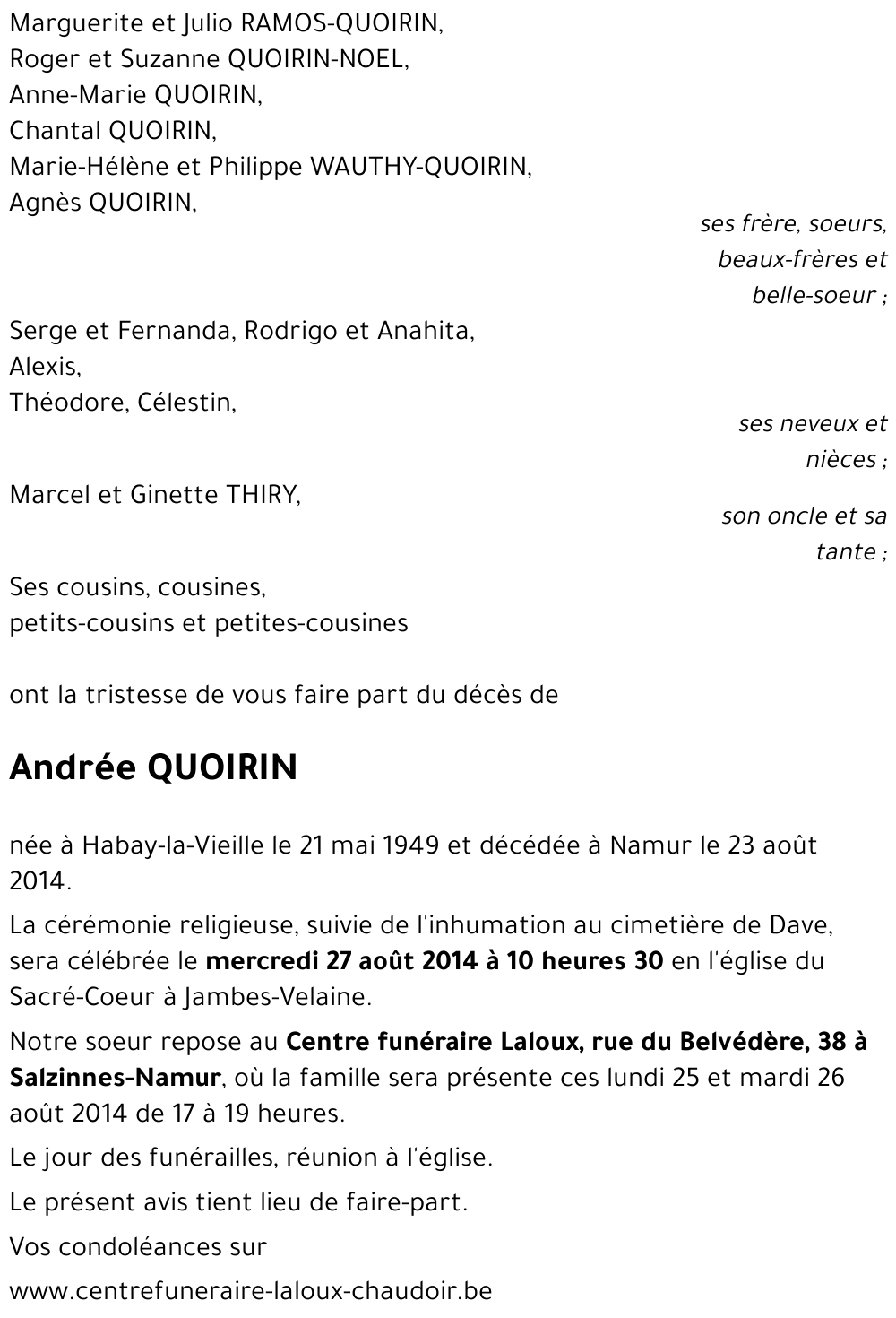 Andrée QUOIRIN