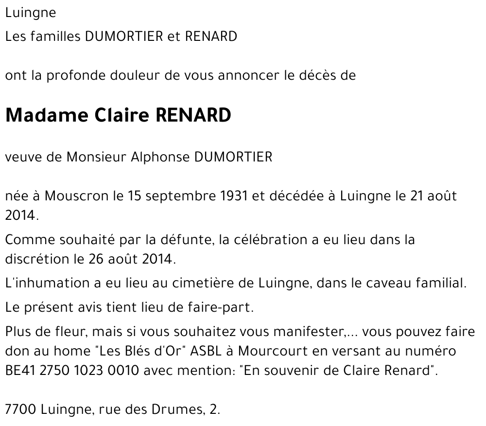 Claire RENARD