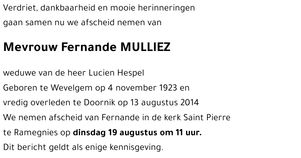 Fernande MULLIEZ