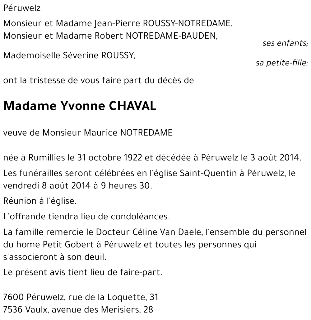 Yvonne CHAVAL