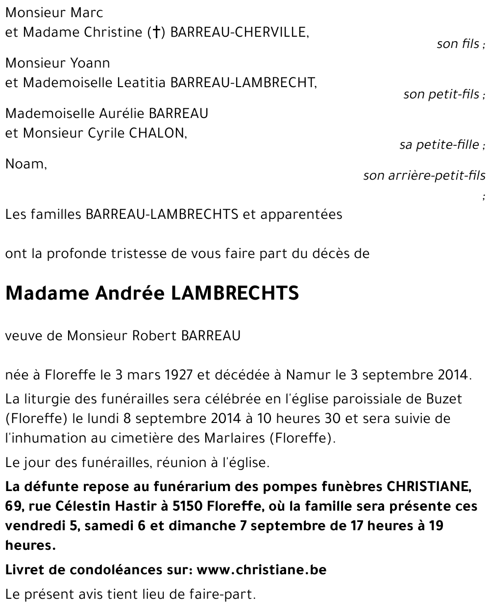 Andrée LAMBRECHTS