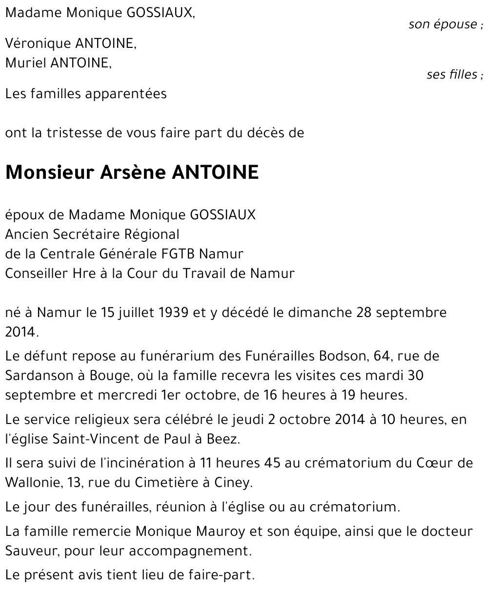 Arsène ANTOINE