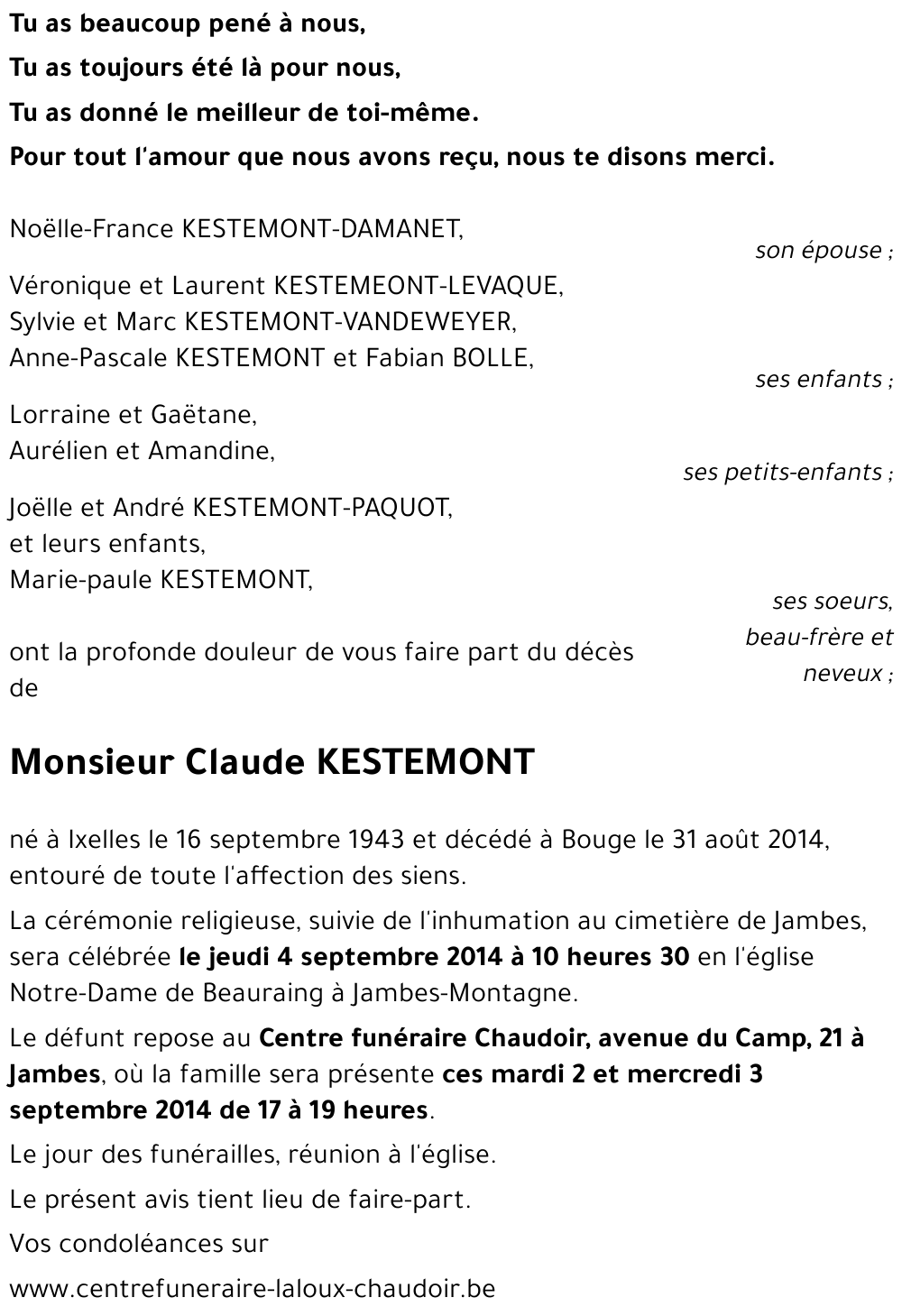 Claude KESTEMONT