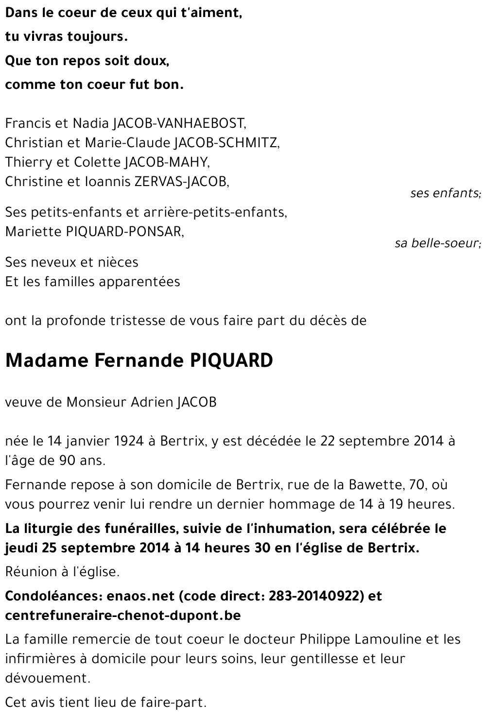 Fernande PIQUARD