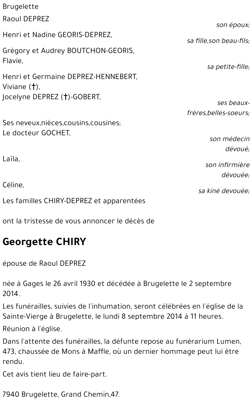 Georgette CHIRY