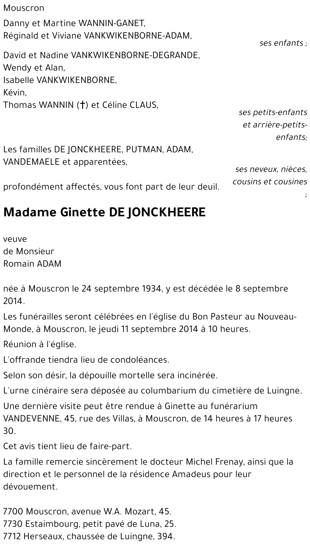 Ginette DE JONCKHEERE