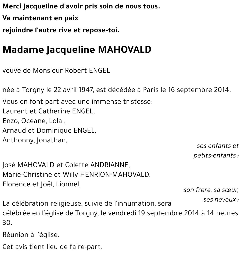 Jacqueline MAHOVALD 